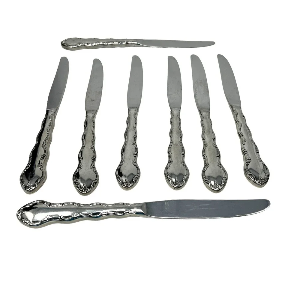 Reed & Barton Summertime Dinner Knives Flatware Set of 8 ‎ Stainless Silverware